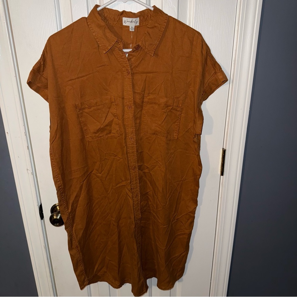 Wonderly Women's Button Down Dress in Brown
